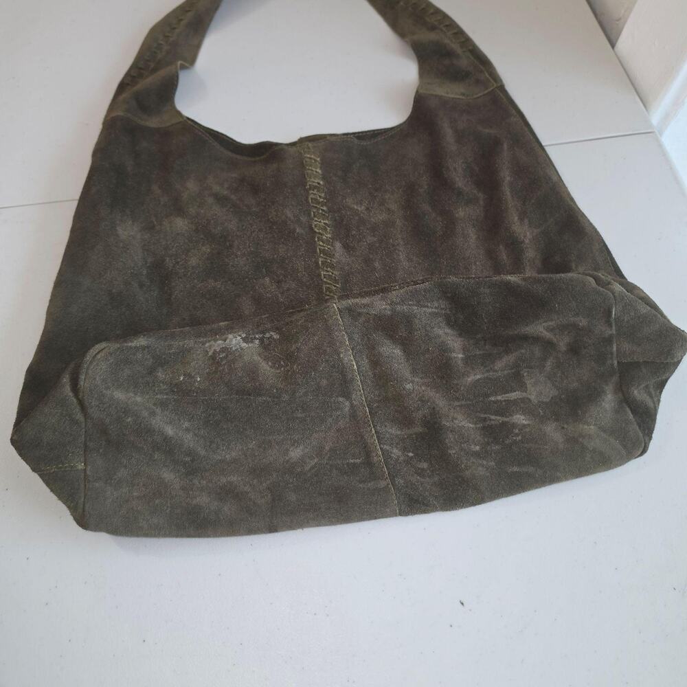 Green Suede Hobo Bag Womens Large Leather Shoulder Purse Magnetic Pouch Boho - Picture 3 of 13